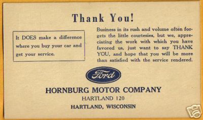HORNBURG THANK YOU CARD
